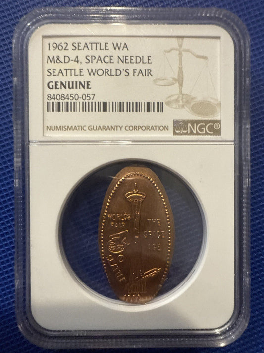Seattle World Fair 1962 The Space Age Rolled Copper Penny Medallion - toyscardscomics