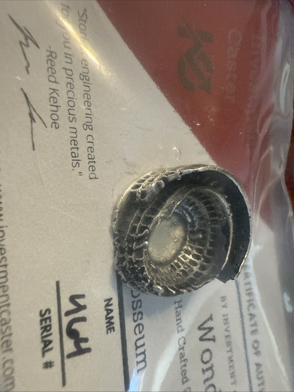 Silver Hand Poured Wonders, Colosseum, 8 - 9.4 Grams of Silver, with COA - toyscardscomics
