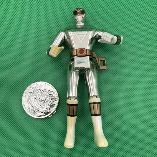 Silver Mighty Morphin Power Rangers Metallic Movie Ranger Bandai 1995 - toyscardscomics