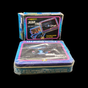 Vintage STAR TREK 1992 TNG The Next Generation Playing Cards Tin Box 2 Sealed Decks b725