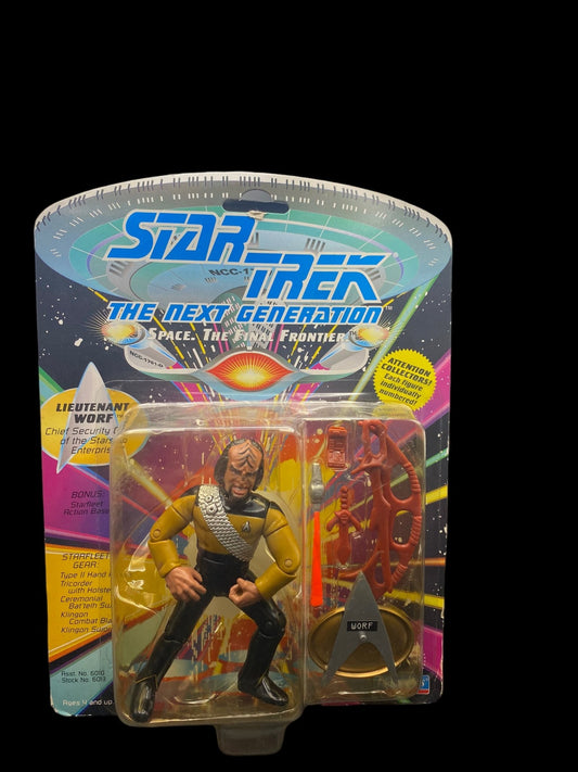 Star Trek Next Generation Lieutenant Worf Figure Playmates VTG 1992 - toyscardscomics