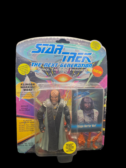 Star Trek The Next Generation Klingon Warrior Worf (1993) Playmates Figure 6024 - toyscardscomics