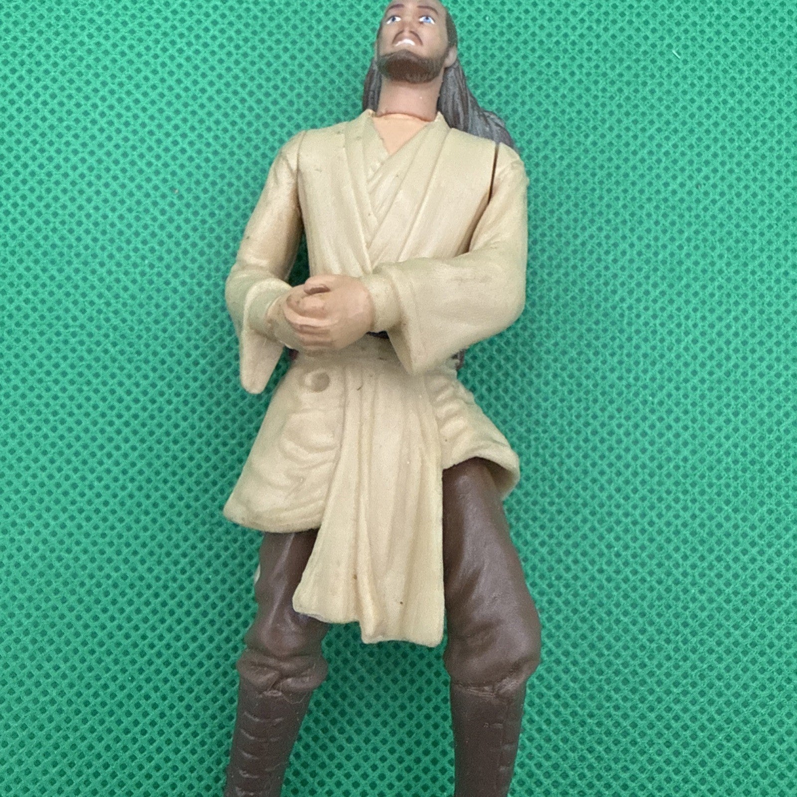 Star Wars Qui Gon Jinn 1998 Vintage Jedi Hero Hasbro Toy Liam Neeson 4" 33 - toyscardscomics