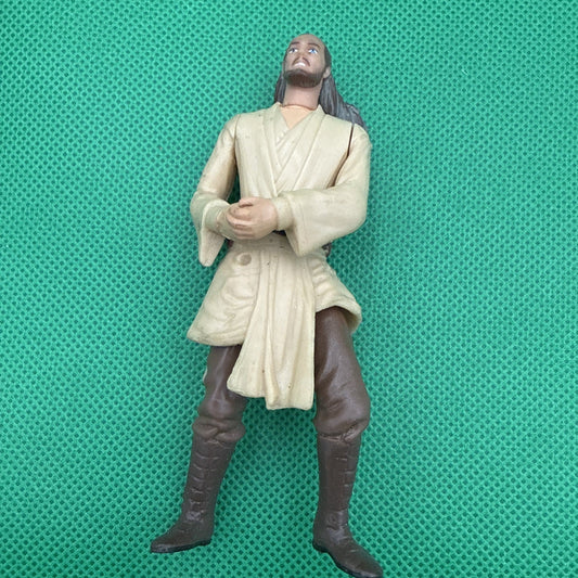 Star Wars Qui Gon Jinn 1998 Vintage Jedi Hero Hasbro Toy Liam Neeson 4" 33 - toyscardscomics