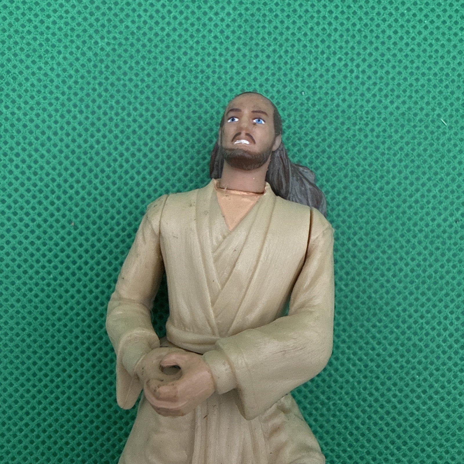 Star Wars Qui Gon Jinn 1998 Vintage Jedi Hero Hasbro Toy Liam Neeson 4" 33 - toyscardscomics