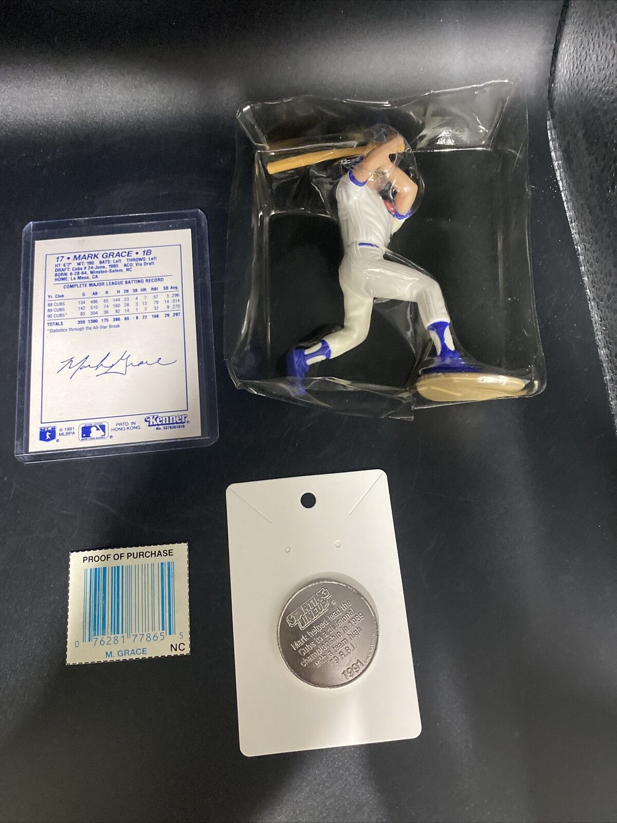 Starting Lineup Mark Grace 1991 Edition Chicago Cubs Special Collector Coin Open - toyscardscomics