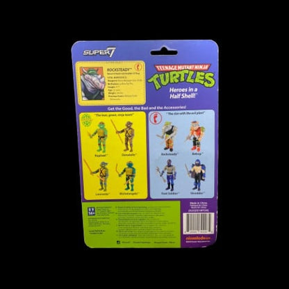 Super7 ReAction Teenage Mutant Ninja Turtles Rocksteady TMNT 3.75" Action Figure - toyscardscomics