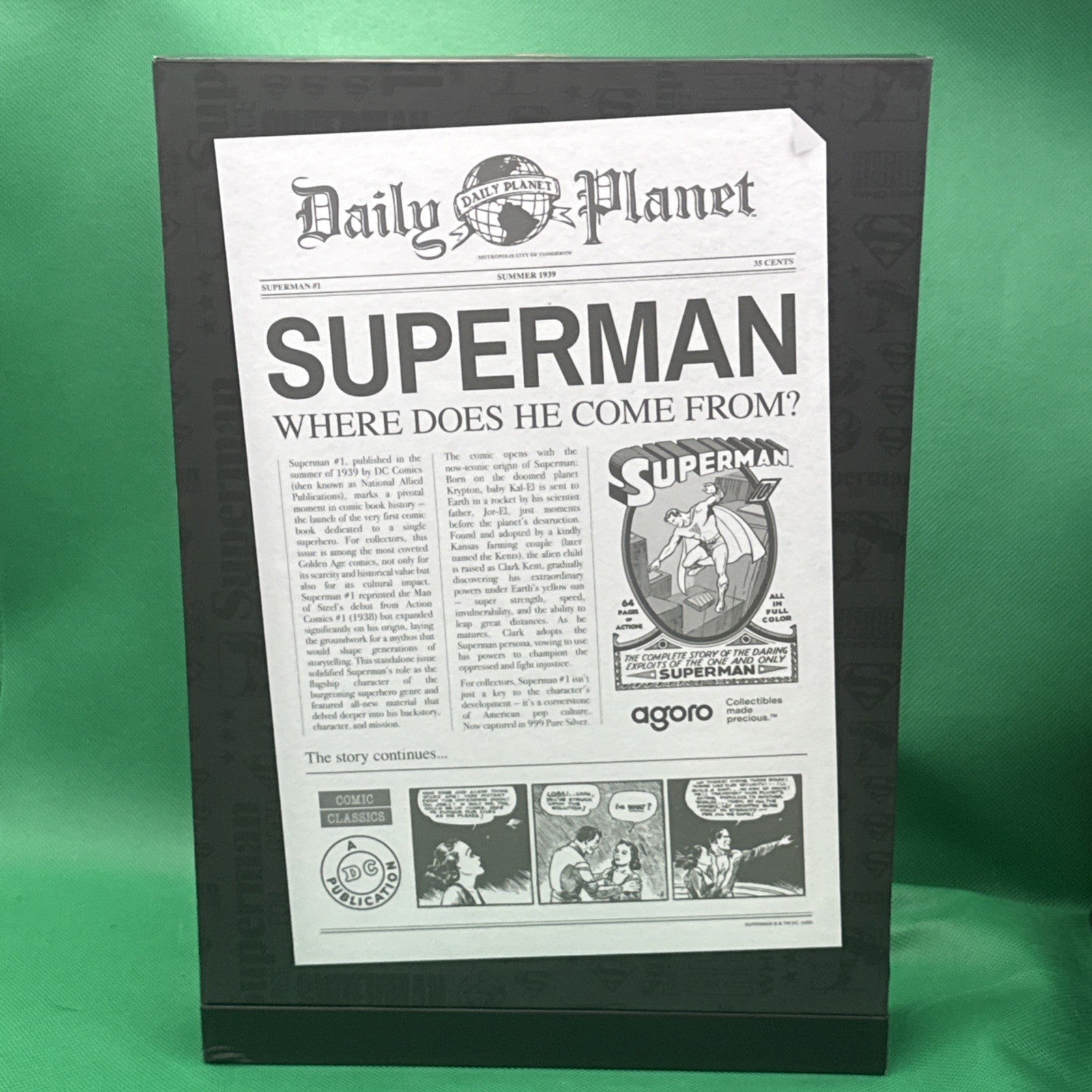 Superman 1 Comic Cover 1oz Silver Foil Agoro 2026 .999 LE 1000  0217 DC Comics - toyscardscomics