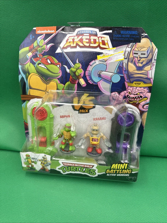 TMNT Legends of AKEDO Raphael vs Kraang Mini Battling Arena Figures New - toyscardscomics