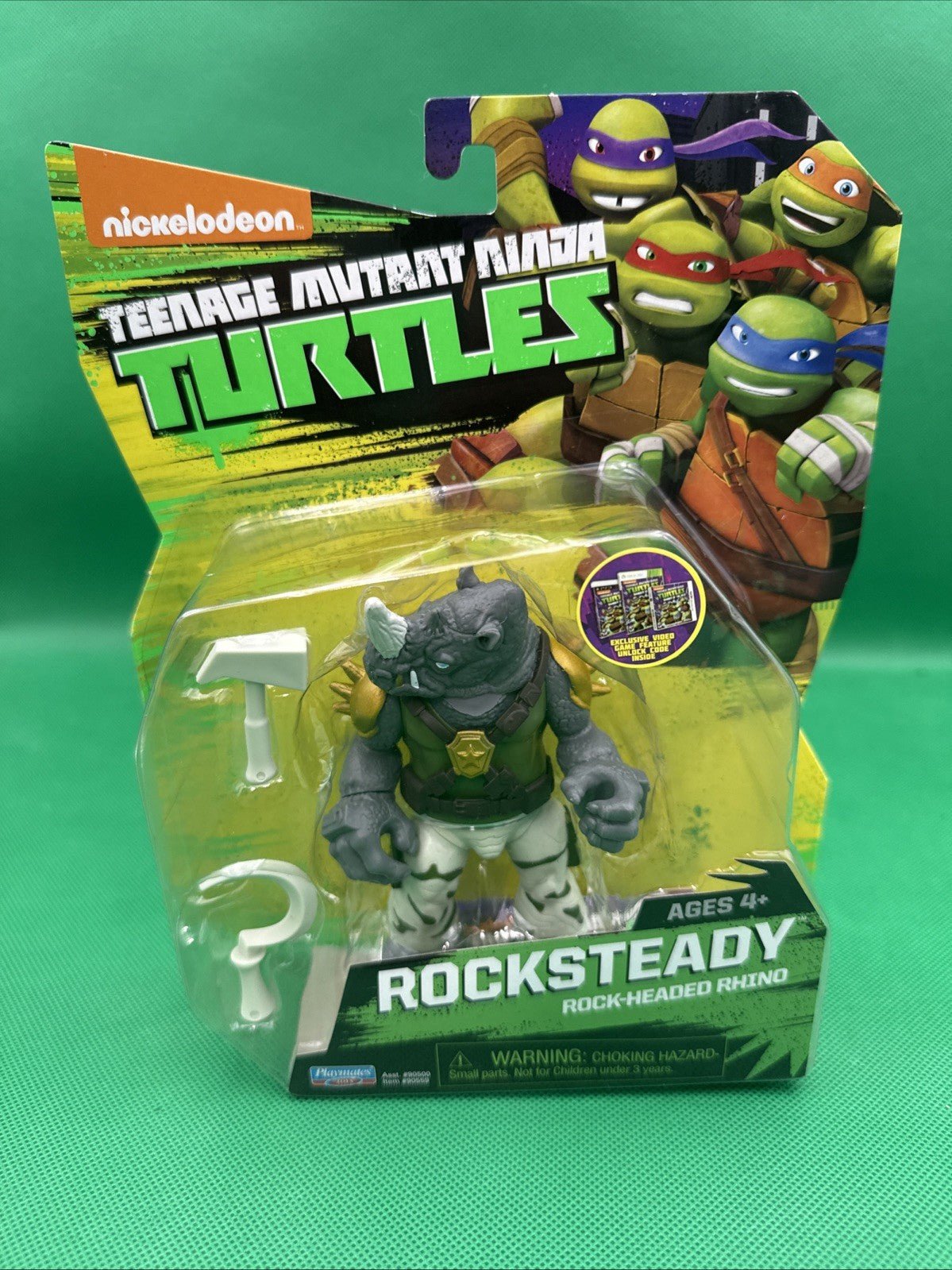 TMNT Rocksteady Rock - Headed Rhino Action Figure 2014 NEW - toyscardscomics