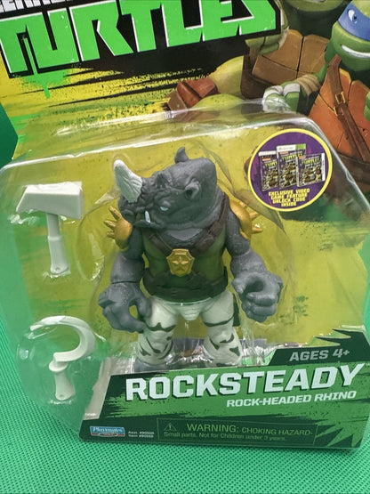 TMNT Rocksteady Rock - Headed Rhino Action Figure 2014 NEW - toyscardscomics