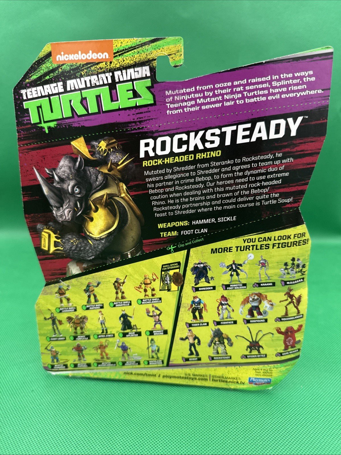 TMNT Rocksteady Rock - Headed Rhino Action Figure 2014 NEW - toyscardscomics