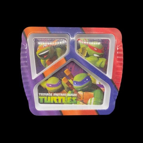 TMNT Teenage Mutant Ninja Turtle 3 divided plate Zak melamine 2013 - toyscardscomics