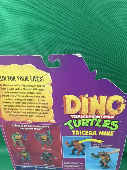 TMNT Tricera Mike NEW SEALED Dino Turtles 1997 Playmates on Card Michelangelo - toyscardscomics