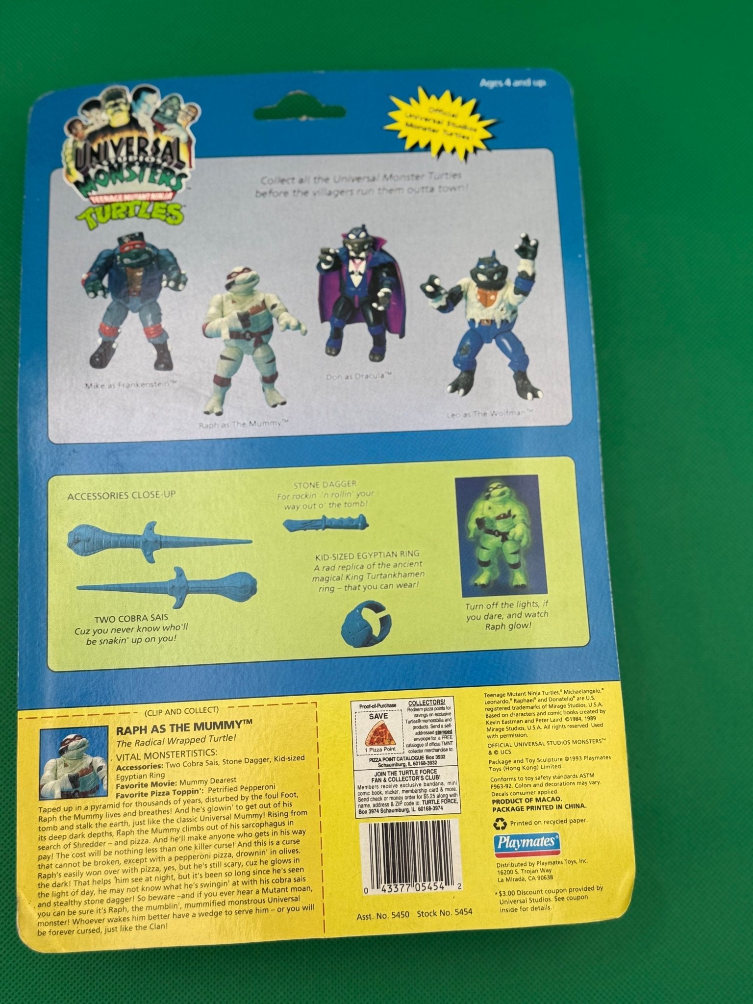 TMNT Universal Monsters 1993 Raph The Mummy Teenage Mutant Ninja Turtles Unpunch - toyscardscomics