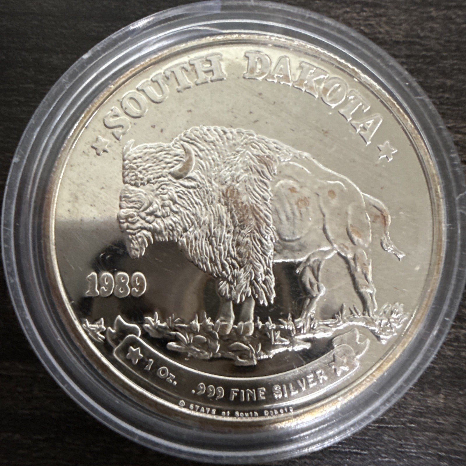 Two 1989 South Dakota Buffalo Vintage Rare Coin 1 Troy Oz .999 Fine Silver - toyscardscomics