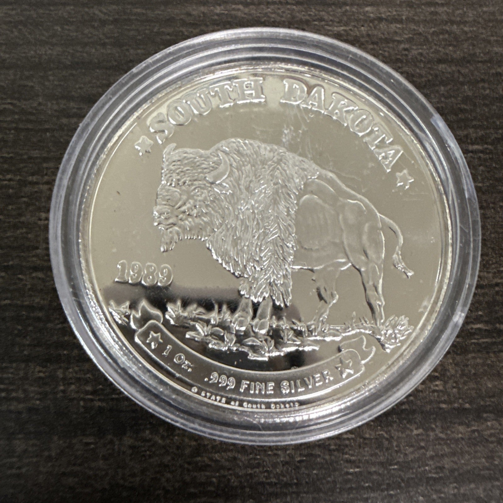 Two 1989 South Dakota Buffalo Vintage Rare Coin 1 Troy Oz .999 Fine Silver - toyscardscomics