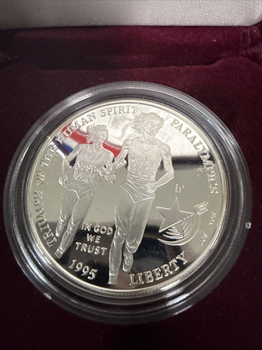 US Olympic Coins of The Atlanta Centennial Games Silver Proof 1995 Blind Runner - toyscardscomics
