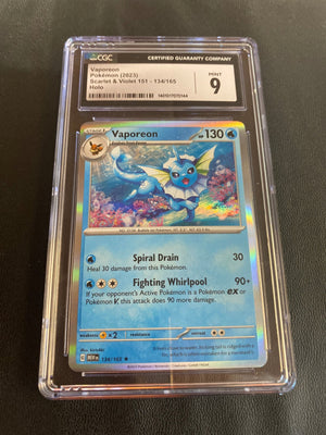 2023 Pokemon Scarlet & Violet 151 Vaporeon Reverse Holo #134 CGC 9 Mint