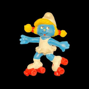 Vintage 1980 Schleich Smurfette Toy skating Peyo Plastic