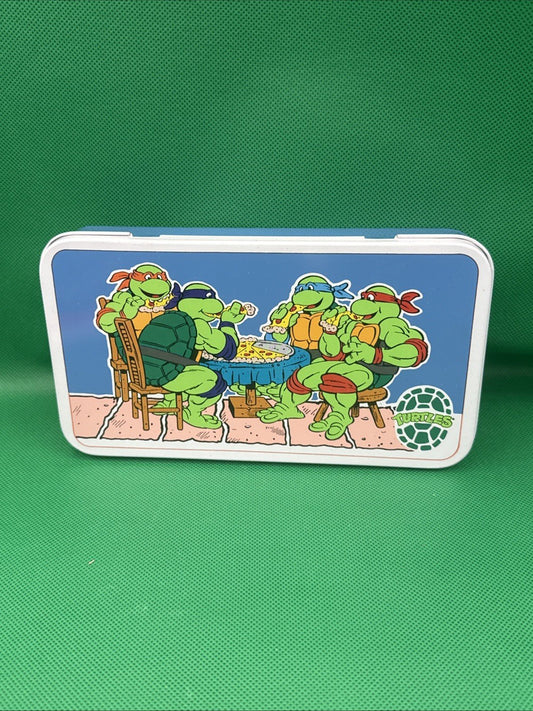 Vintage 1989 Teenage Mutant Ninja Turtles TMNT Tin Storage Box – Pizza Scene... - toyscardscomics
