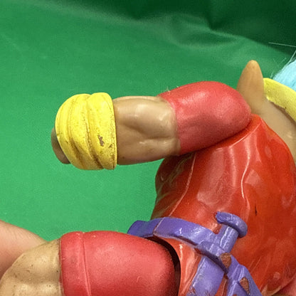 Vintage 1992 Ace Novelty Co. Muscle Troll Action Figure Blue Hair Red Outfit - toyscardscomics