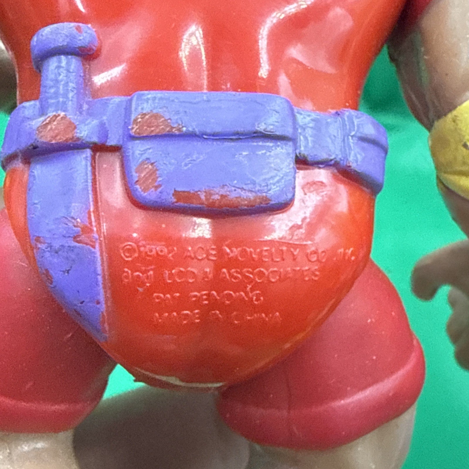 Vintage 1992 Ace Novelty Co. Muscle Troll Action Figure Blue Hair Red Outfit - toyscardscomics