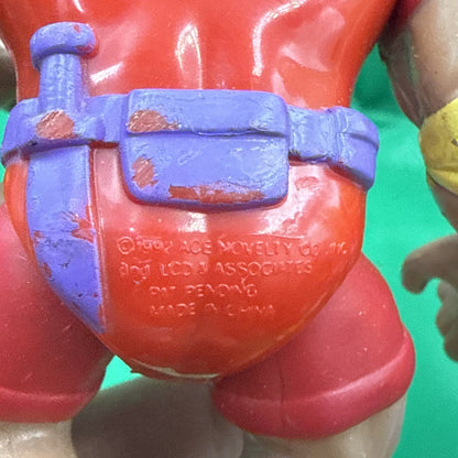 Vintage 1992 Ace Novelty Co. Muscle Troll Action Figure Blue Hair Red Outfit - toyscardscomics