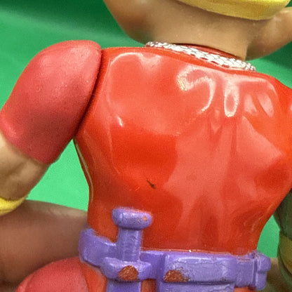 Vintage 1992 Ace Novelty Co. Muscle Troll Action Figure Blue Hair Red Outfit - toyscardscomics