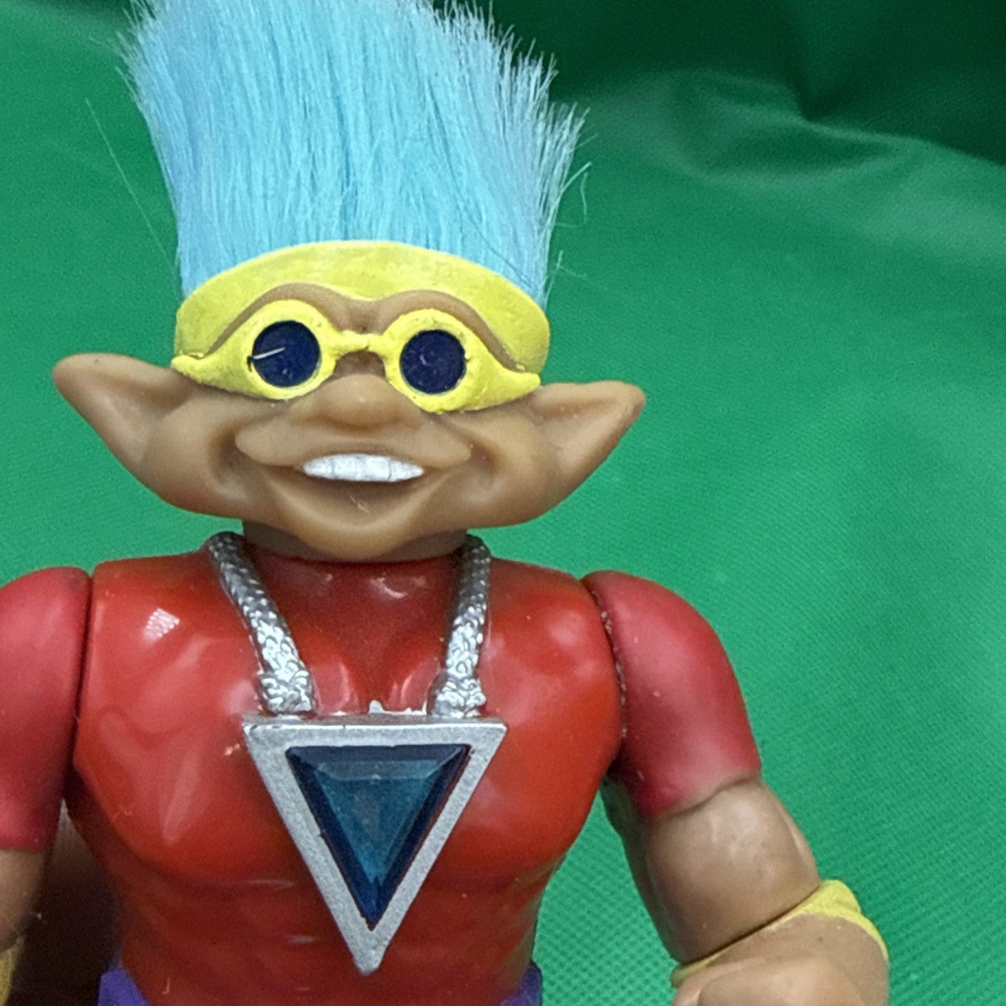 Vintage 1992 Ace Novelty Co. Muscle Troll Action Figure Blue Hair Red Outfit - toyscardscomics