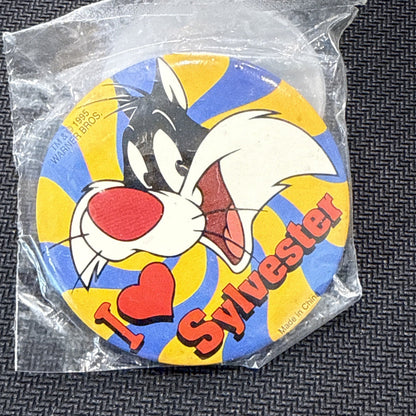 Vintage 1995 Looney Tunes Pin Back, I love Sylvester, Unopened in Package! - toyscardscomics