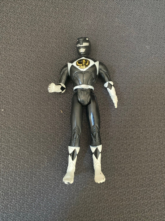 Vintage 1995 Mighty Morphin POWER RANGERS Black Ranger Figure Saban 4" - toyscardscomics