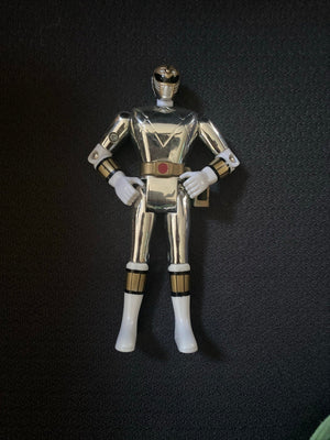Vintage 1995 Power Rangers Chrome Silver White Ranger Action Figure