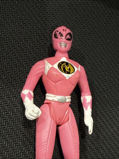 Vintage 1995 SABAN White & Pink Spacecraft on 4 Wheels With Pink Power Ranger - toyscardscomics