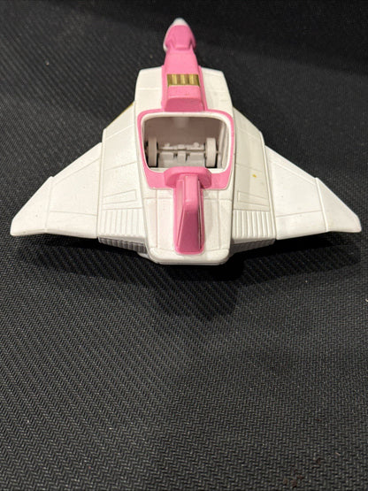 Vintage 1995 SABAN White & Pink Spacecraft on 4 Wheels With Pink Power Ranger - toyscardscomics