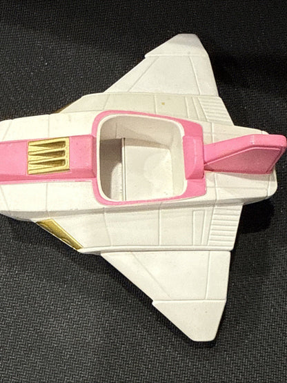 Vintage 1995 SABAN White & Pink Spacecraft on 4 Wheels With Pink Power Ranger - toyscardscomics