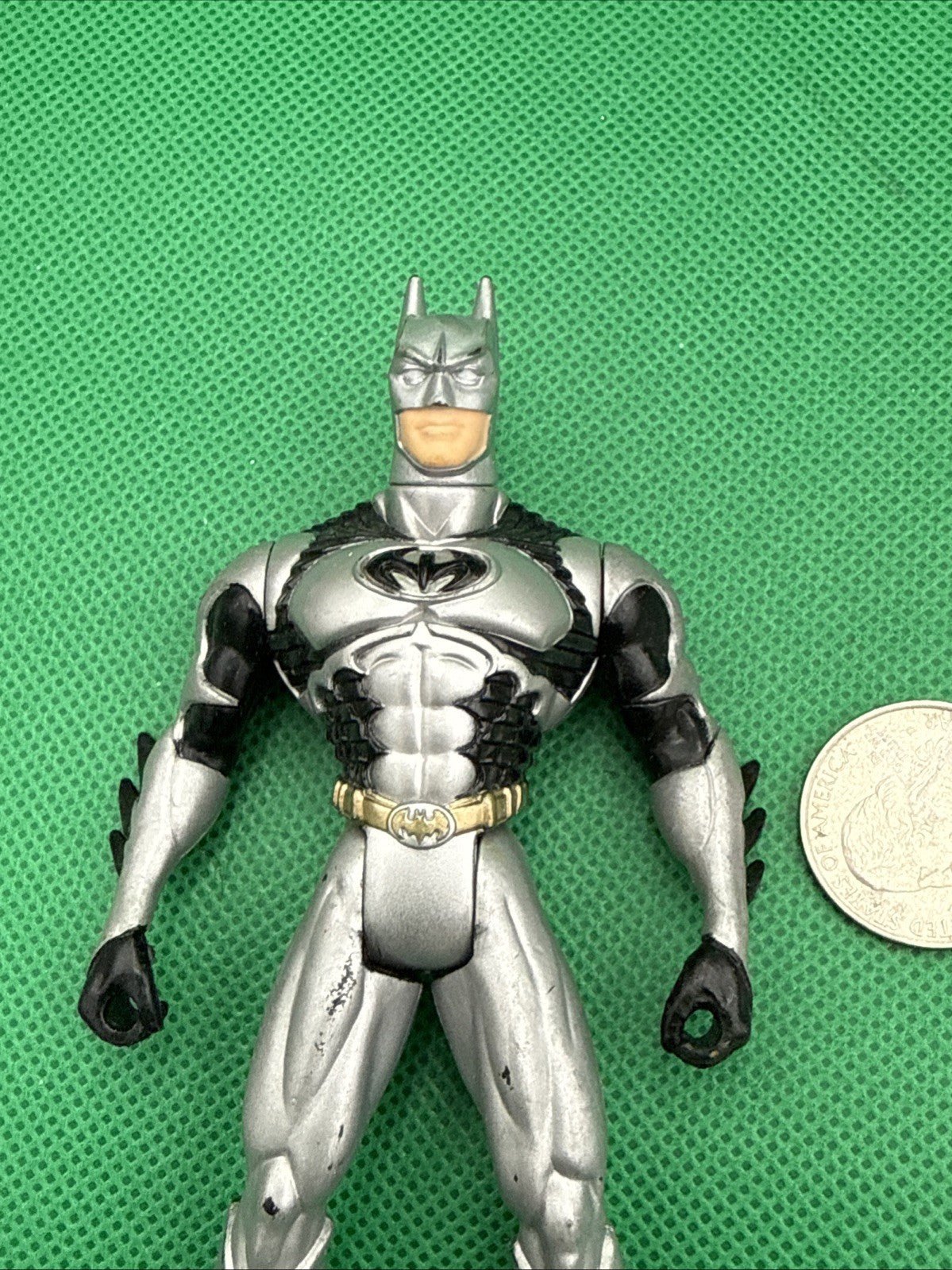 Vintage Kenner 1997 DC Comics Blast - Wing 5” Batman Action Figure Silver & Black - toyscardscomics