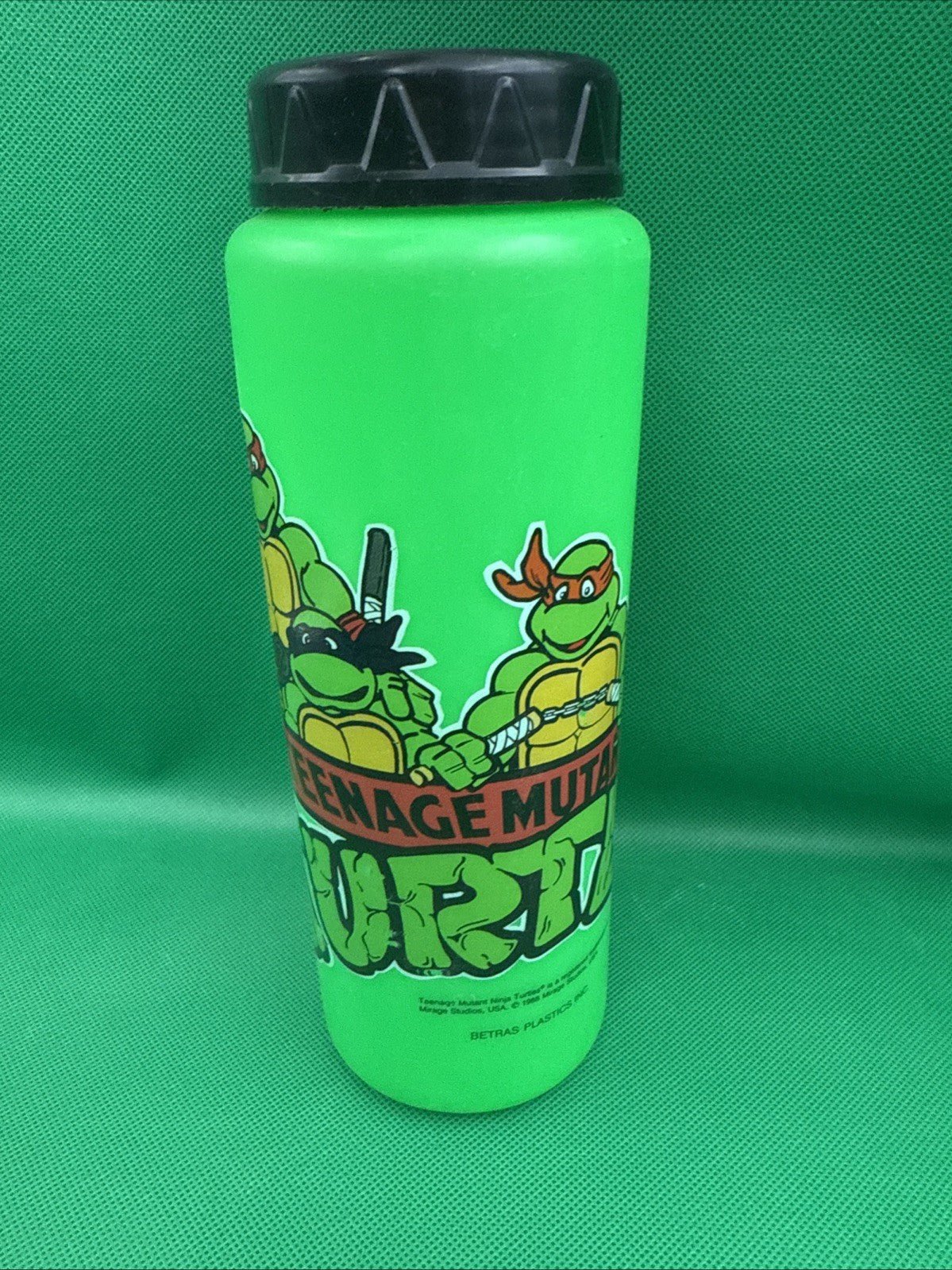 Vintage Teenage Mutant Ninja Turtles TNMT Green Cup 1988 Betras *No Straw - toyscardscomics