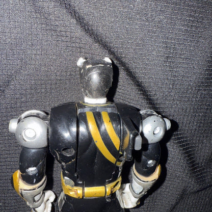 VTG 2001 Power Rangers Wild Force Spin Flip Head Black Ranger Action Figure - toyscardscomics