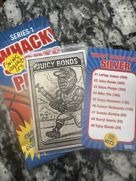Whacky Sports Packs Series 1 - 1 oz Silver - "Juicy Bonds" - .999 Silver Bar - toyscardscomics