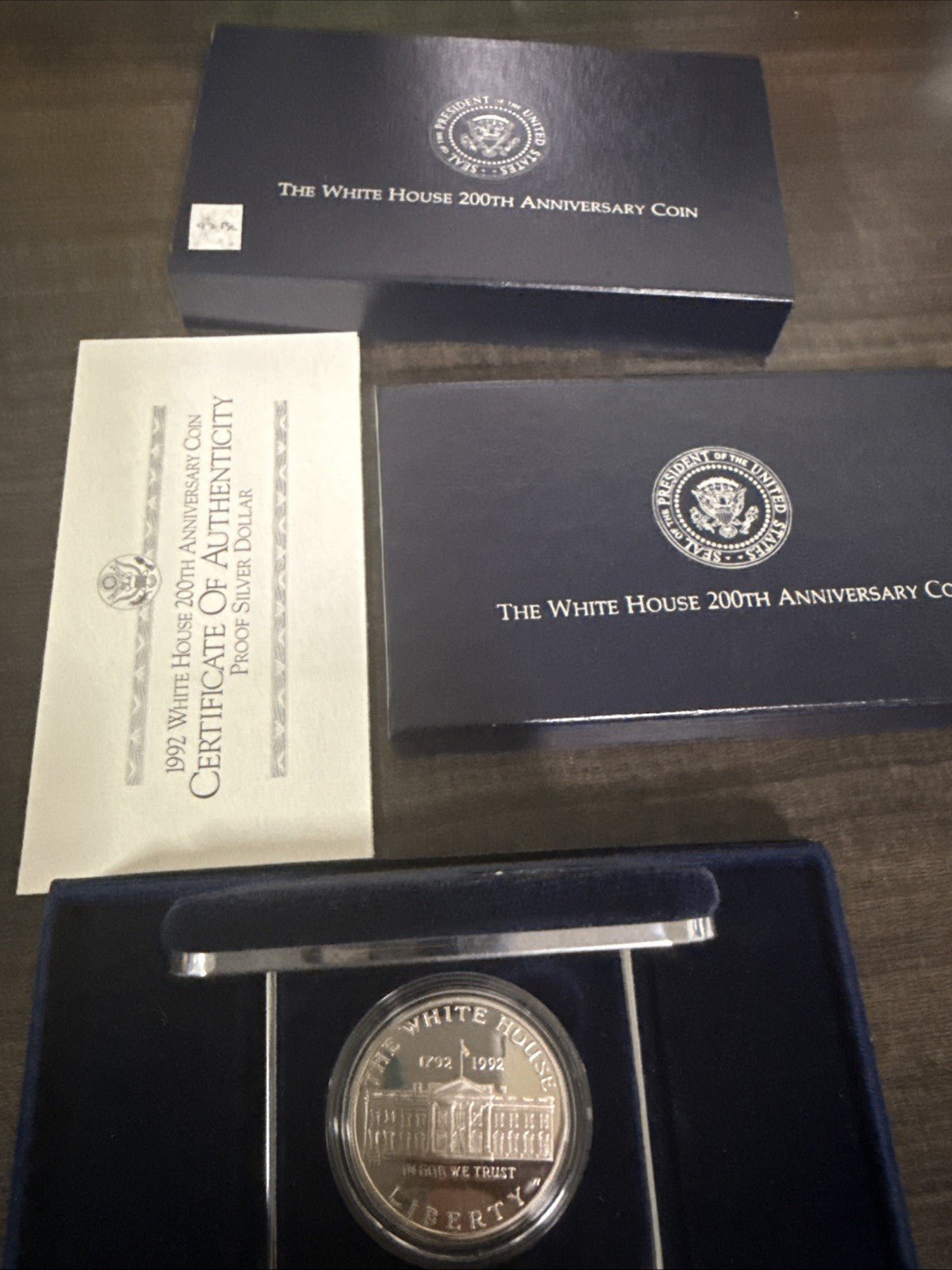 White House 200th Anniversary 1992 - W Silver Proof $1 with Box & COA - toyscardscomics