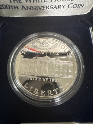 White House 200th Anniversary 1992-W Silver Proof $1 with Box & COA