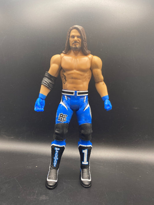 WWE 2017 Mattel Basic Series 101 AJ Styles Wrestling Action Figure Blue Pants - toyscardscomics